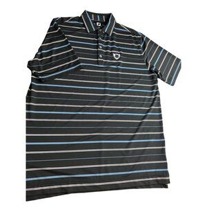Footjoy FJ Mens Golf Polo Performance Shirt Large L Maple Leaf Black Stretch